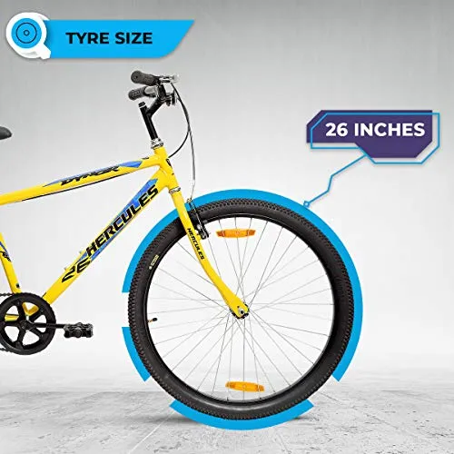 Hercules Dynor RF 26T Single Speed Road Cycle ( Canary yellow ,Ideal for : 12  Years ,Brake : V Brake)
