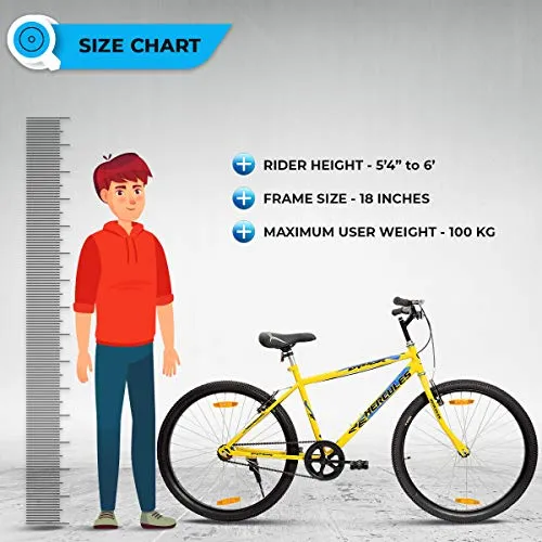 Hercules Dynor RF 26T Single Speed Road Cycle ( Canary yellow ,Ideal for : 12  Years ,Brake : V Brake)