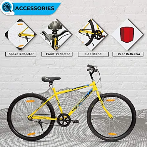 Hercules Dynor RF 26T Single Speed Road Cycle ( Canary yellow ,Ideal for : 12  Years ,Brake : V Brake)