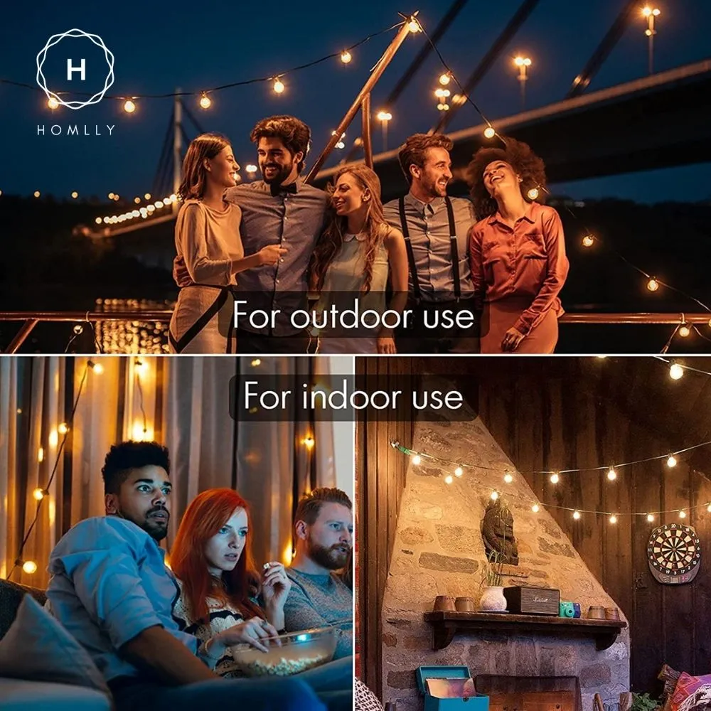 Homlly Dimmable Solar USB Dual Power Outdoor Balcony String Lights with Remote