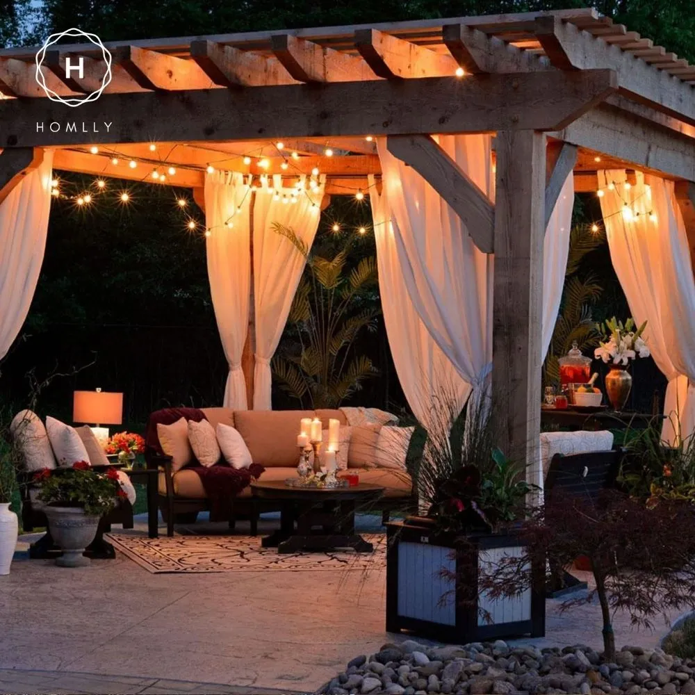 Homlly Dimmable Solar USB Dual Power Outdoor Balcony String Lights with Remote
