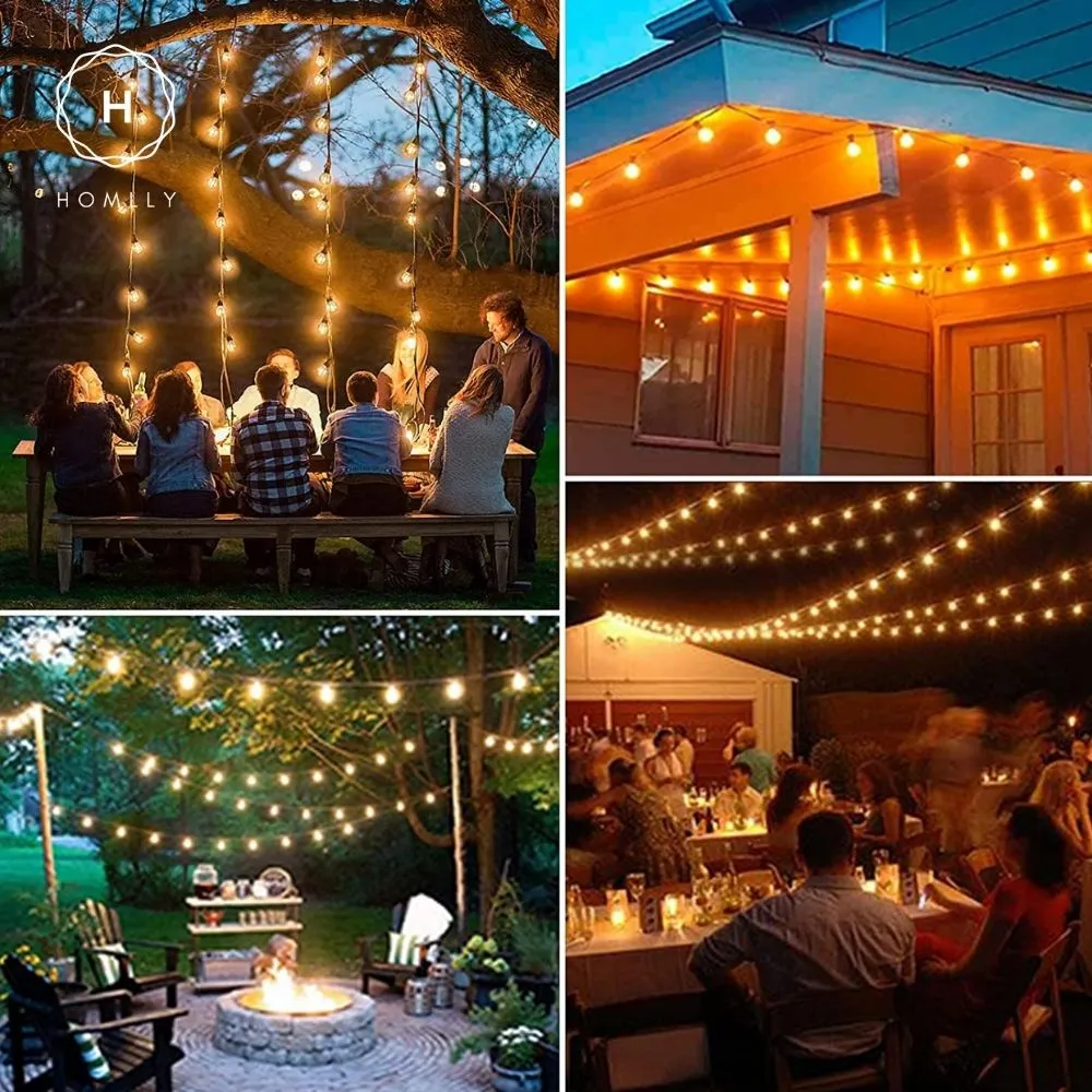 Homlly Dimmable Solar USB Dual Power Outdoor Balcony String Lights with Remote