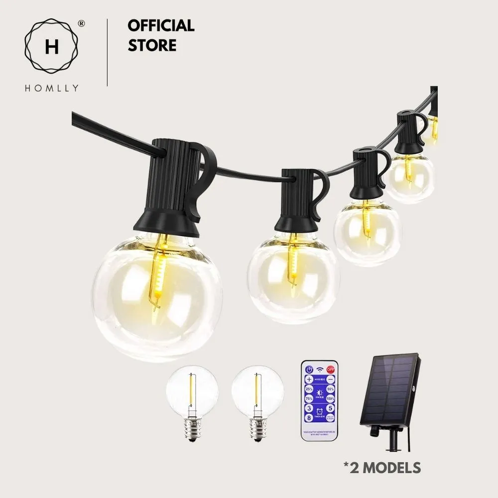 Homlly Dimmable Solar USB Dual Power Outdoor Balcony String Lights with Remote