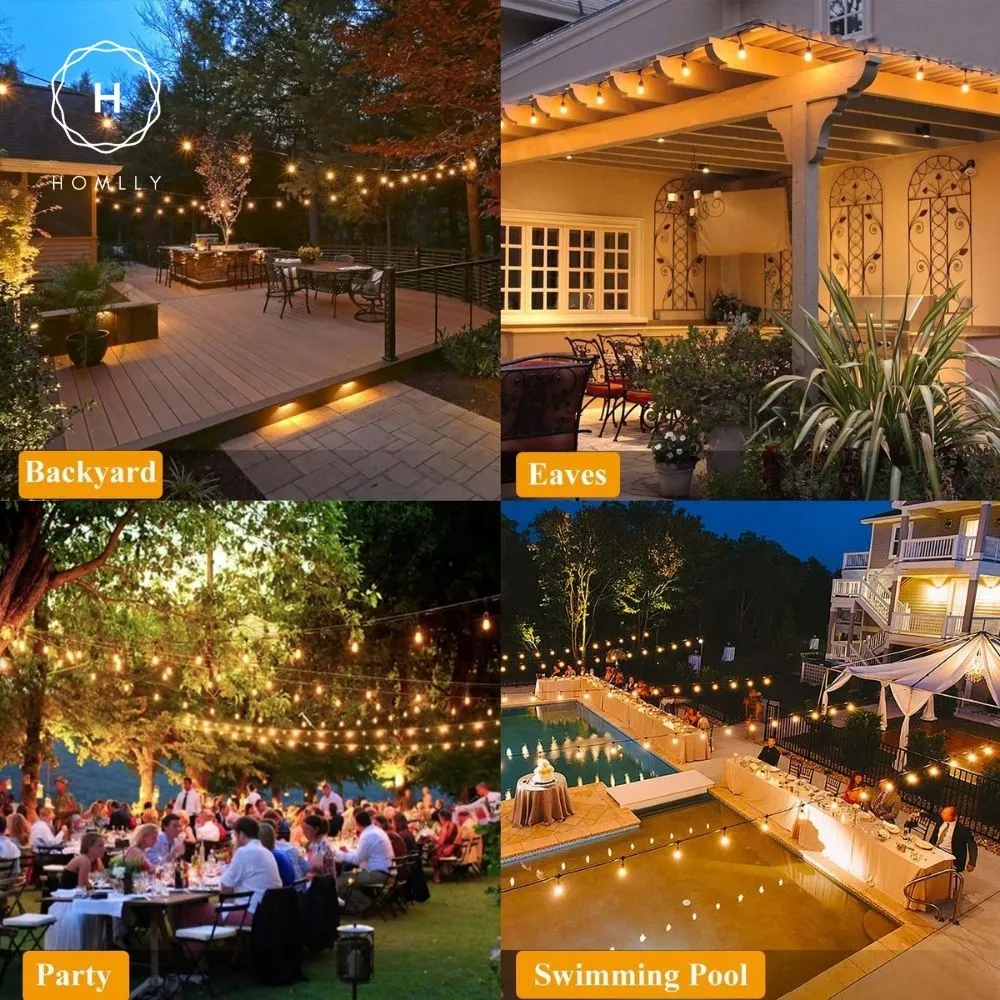 Homlly Dimmable Solar USB Dual Power Outdoor Balcony String Lights with Remote