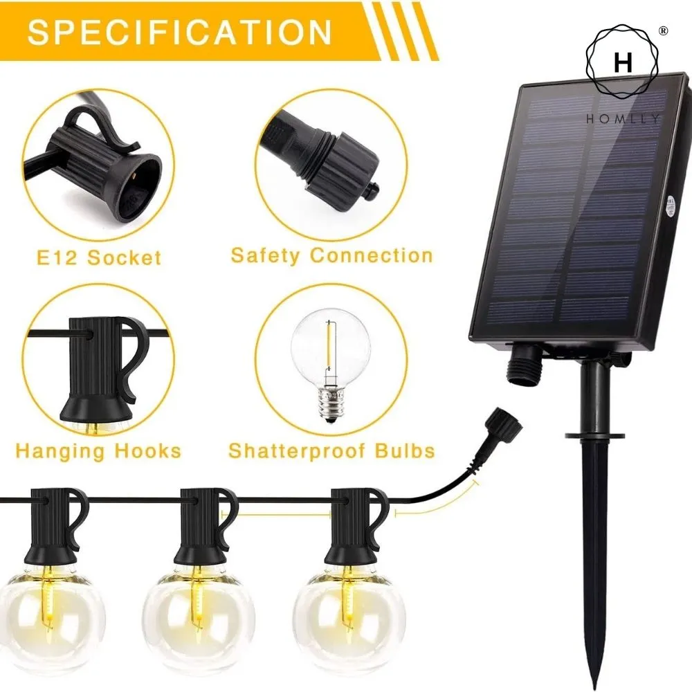 Homlly Dimmable Solar USB Dual Power Outdoor Balcony String Lights with Remote