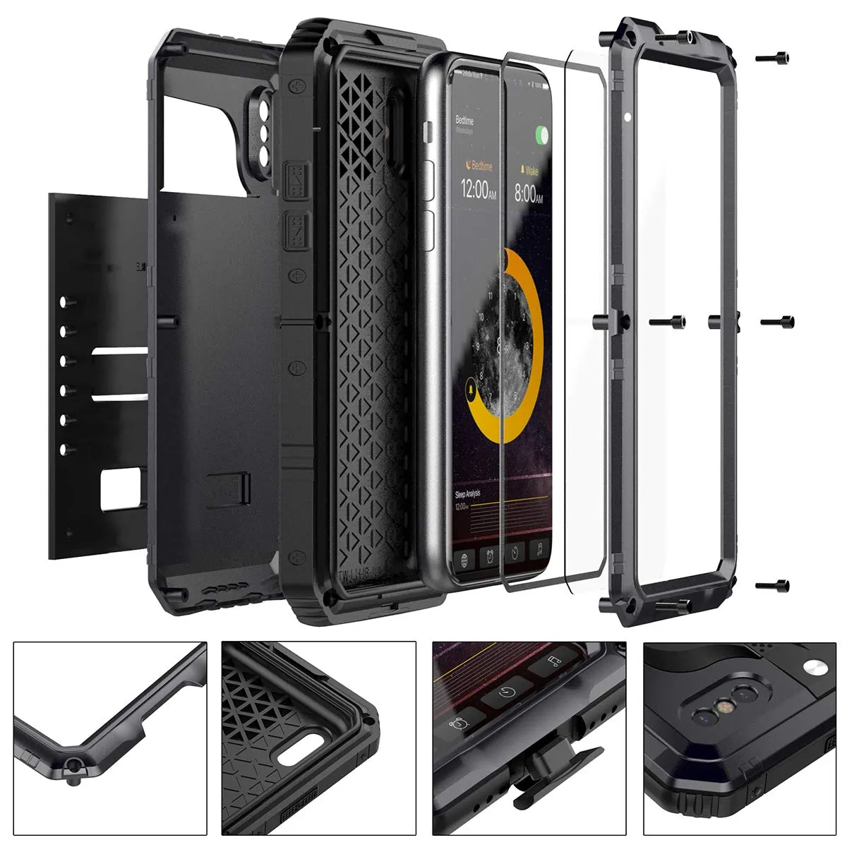 iPhone XR Waterproof Case, AICase IP68 Underwater Protective Cover [Heavy Duty Protection][Full Body Protective] Metal Shockproof Shell Built in Screen Protector for iPhone XR