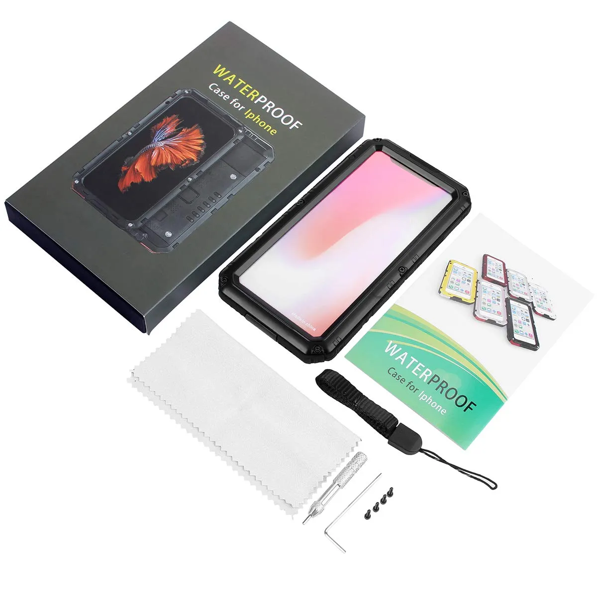 iPhone XR Waterproof Case, AICase IP68 Underwater Protective Cover [Heavy Duty Protection][Full Body Protective] Metal Shockproof Shell Built in Screen Protector for iPhone XR