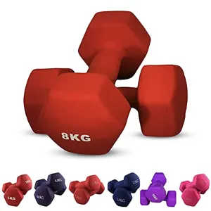 JIM Pair of 2x8 Kg Hexagonal Neoprene Dumbbells