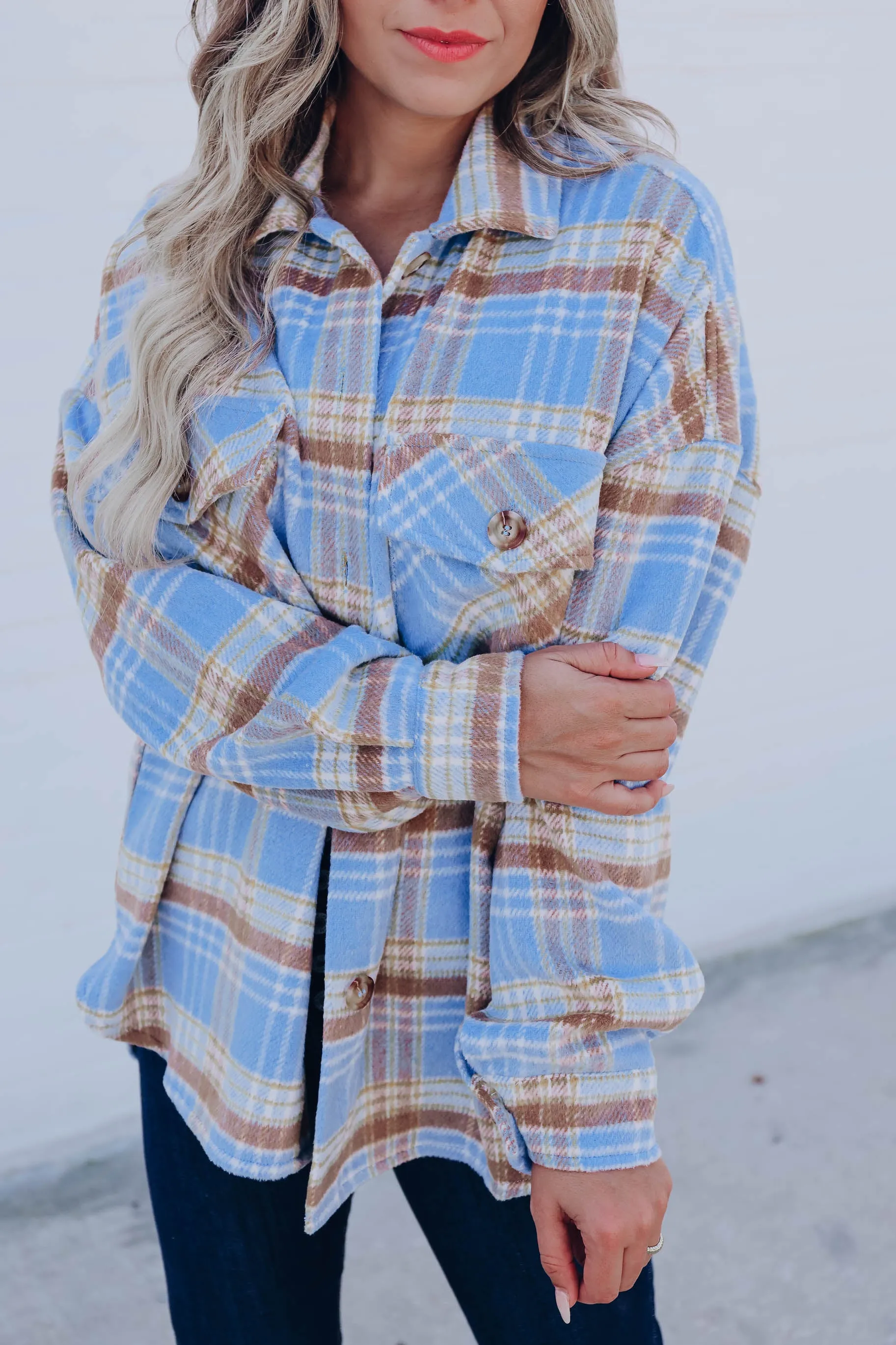 Jubilee Plaid Shacket - Blue/Taupe