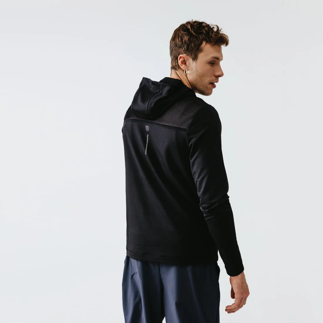 KALENJI DRY   FEEL MEN'S BREATHABLE RUNNING HOODIE - BLACK