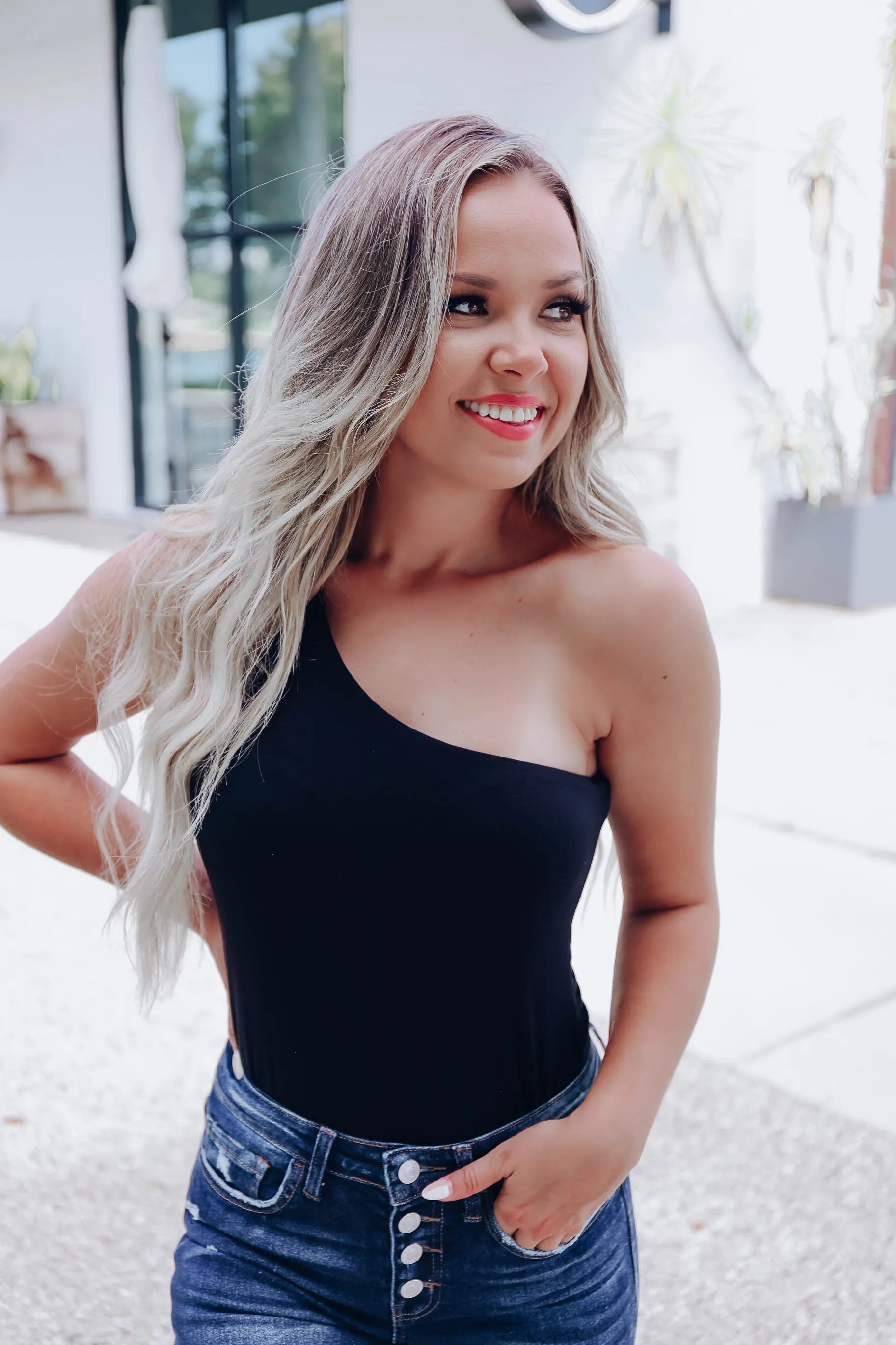 Kaylie One-shoulder Bodysuit - Black