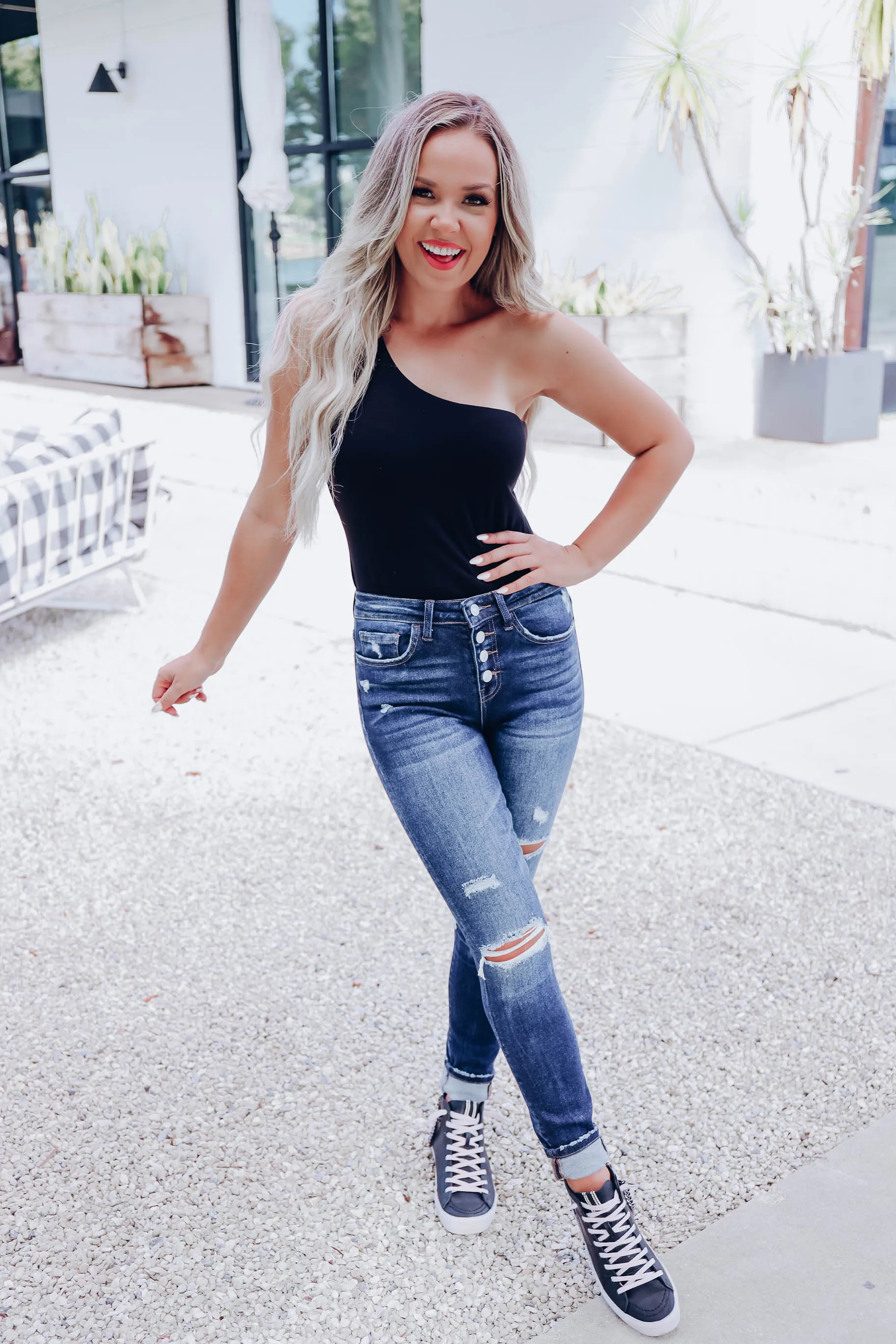Kaylie One-shoulder Bodysuit - Black