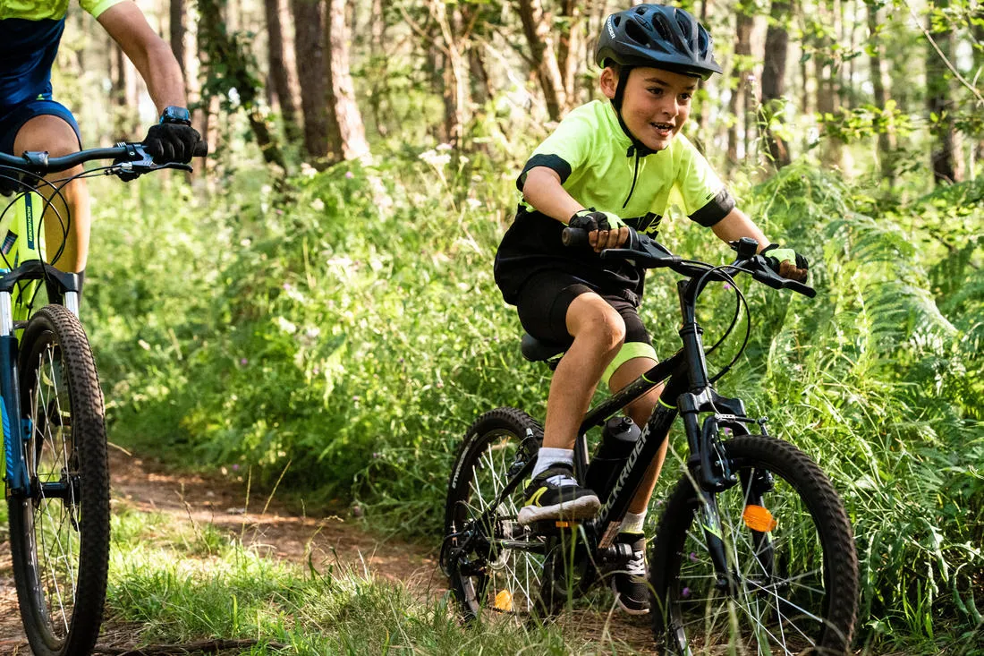 Kids' 20-inch, 6-speed, suspension fork mountain bike, yellow