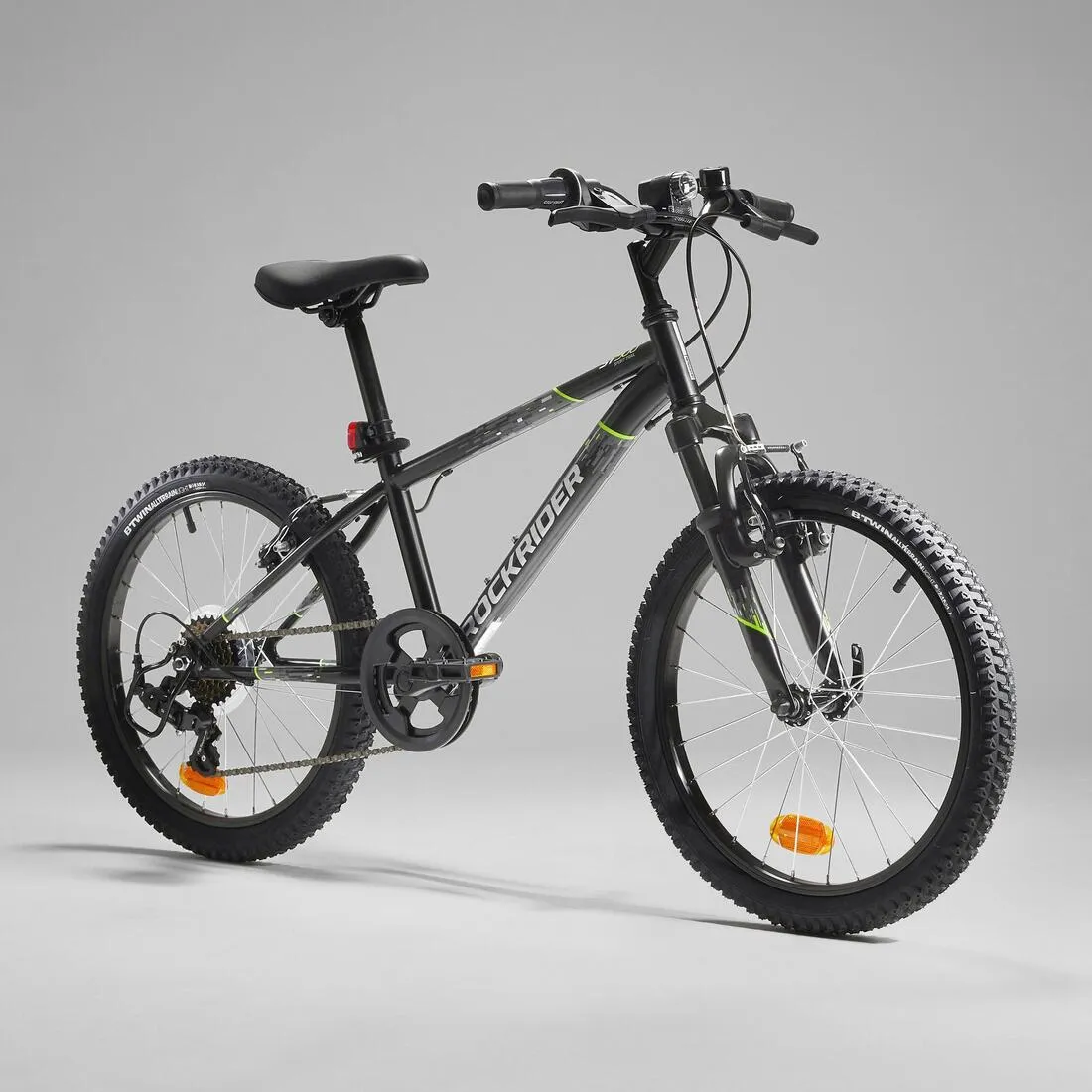 Kids' 20-inch, 6-speed, suspension fork mountain bike, yellow
