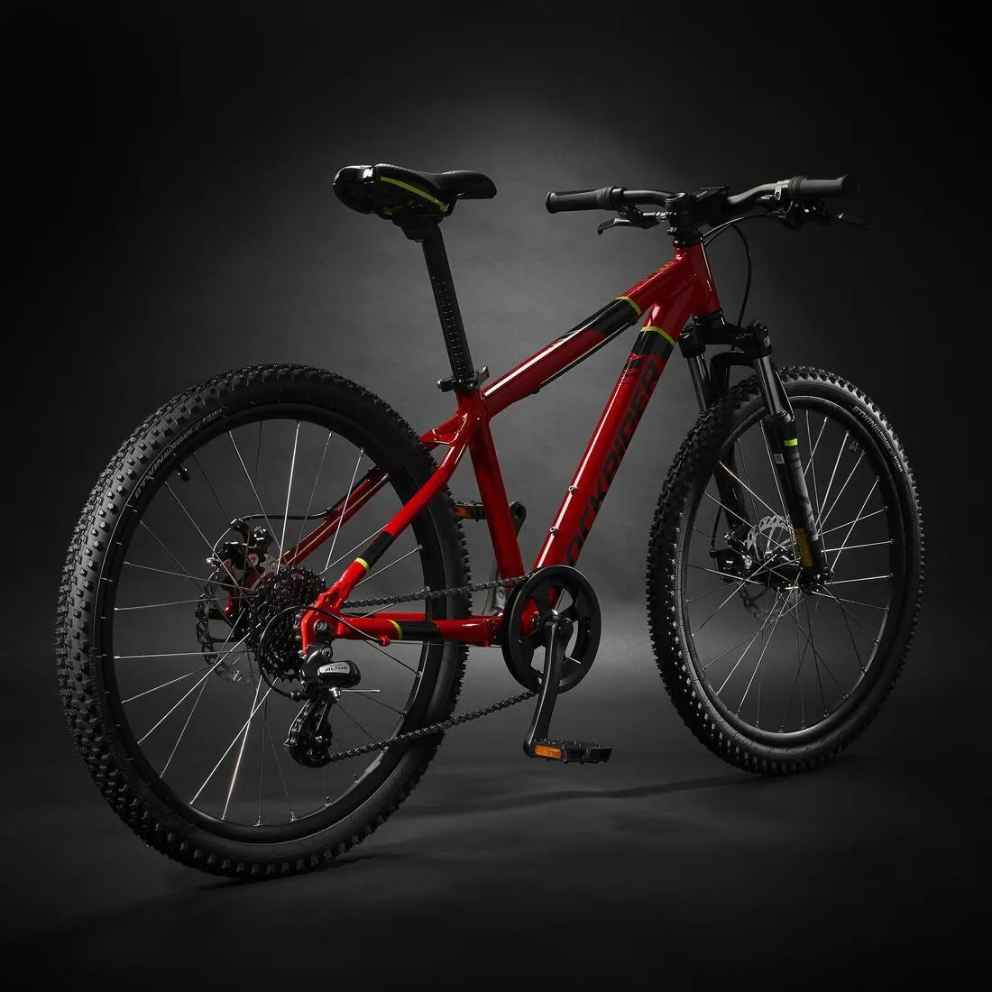 Kids' 24-inch lightweight aluminium mountain bike, red