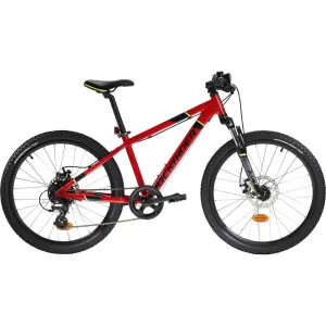 Kids' 24-inch lightweight aluminium mountain bike, red