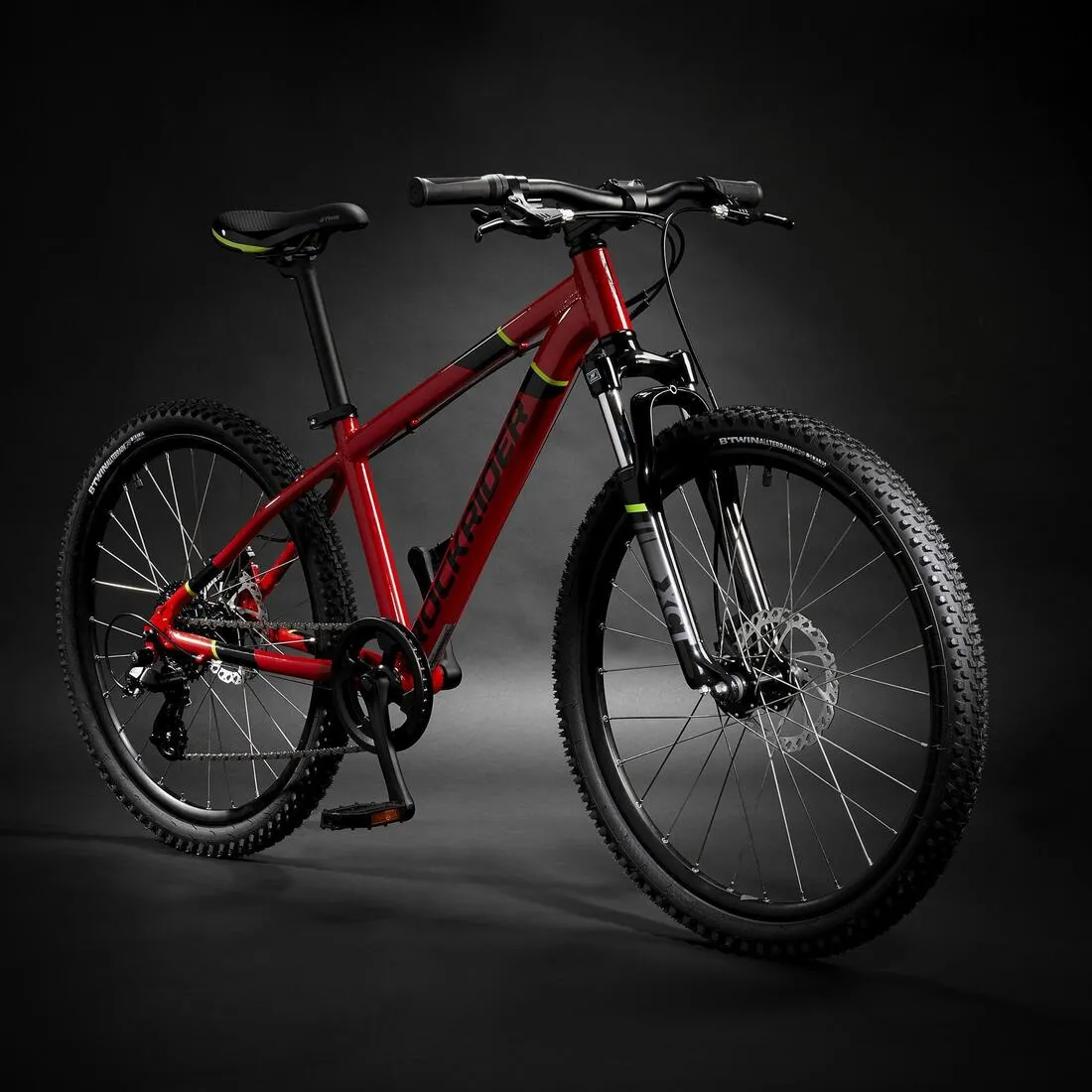 Kids' 24-inch lightweight aluminium mountain bike, red