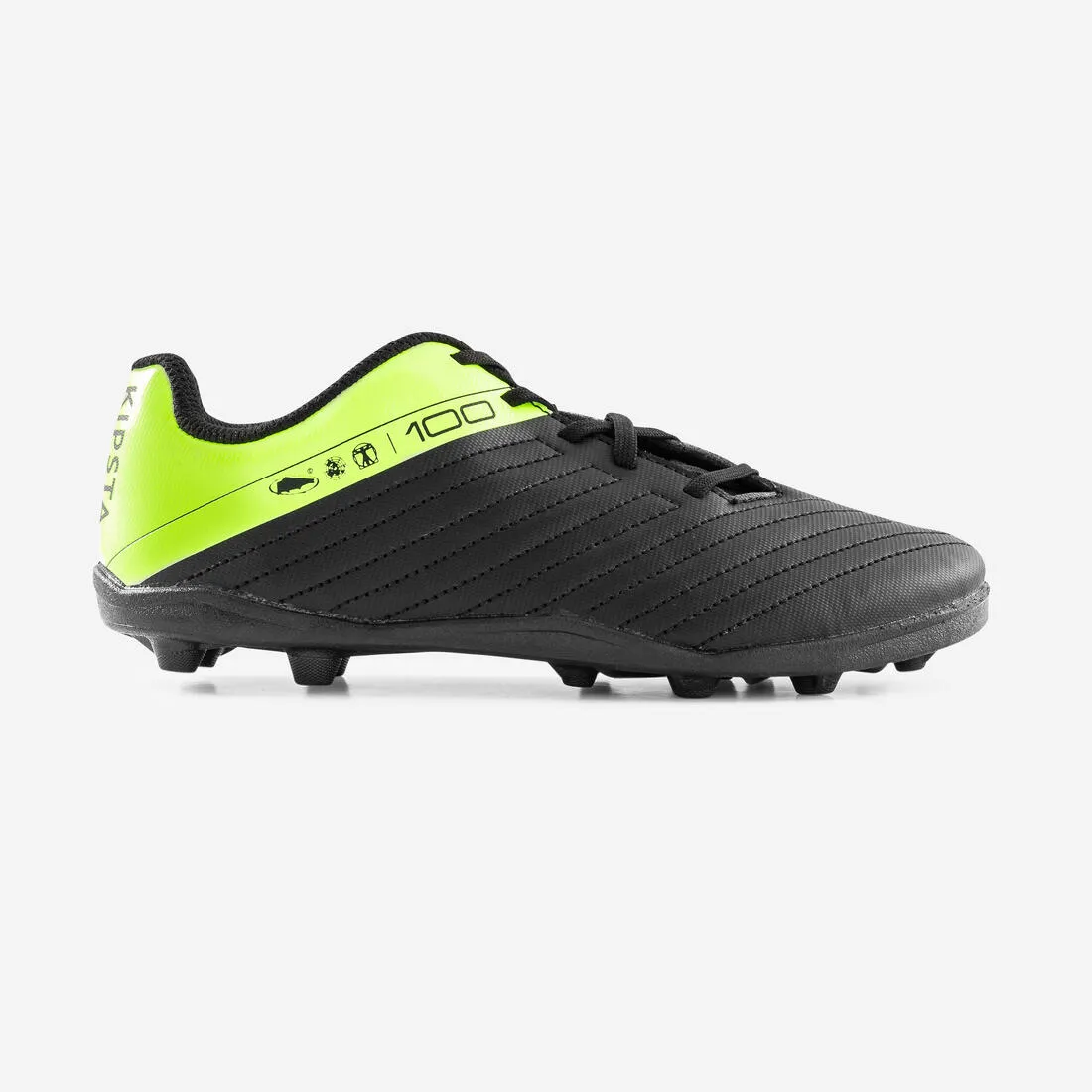 Kids' Lace-Up Football Boots 100 FG - Black/Yellow