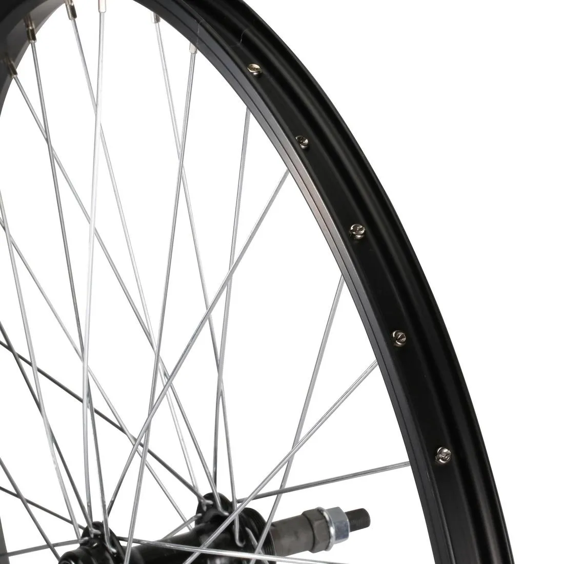 Kids Wheel 24" Rear Single Wall Rim Freewheel with Locknut - Black