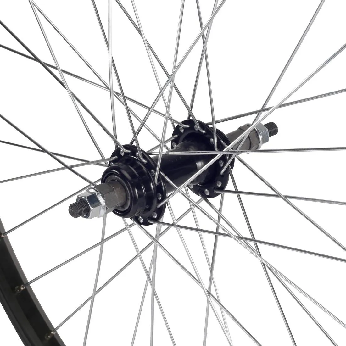 Kids Wheel 24" Rear Single Wall Rim Freewheel with Locknut - Black