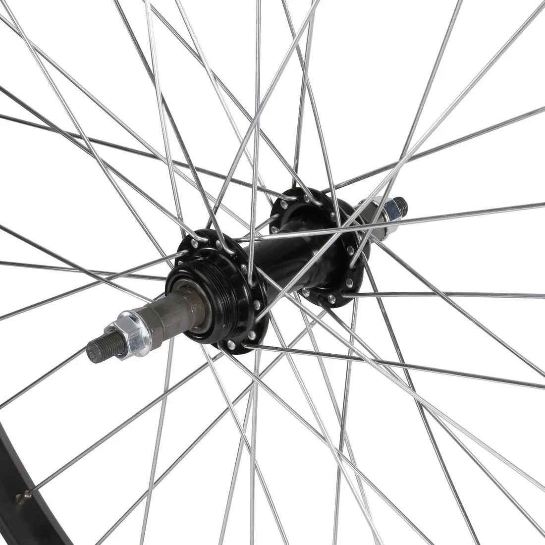 Kids Wheel 24" Rear Single Wall Rim Freewheel with Locknut - Black