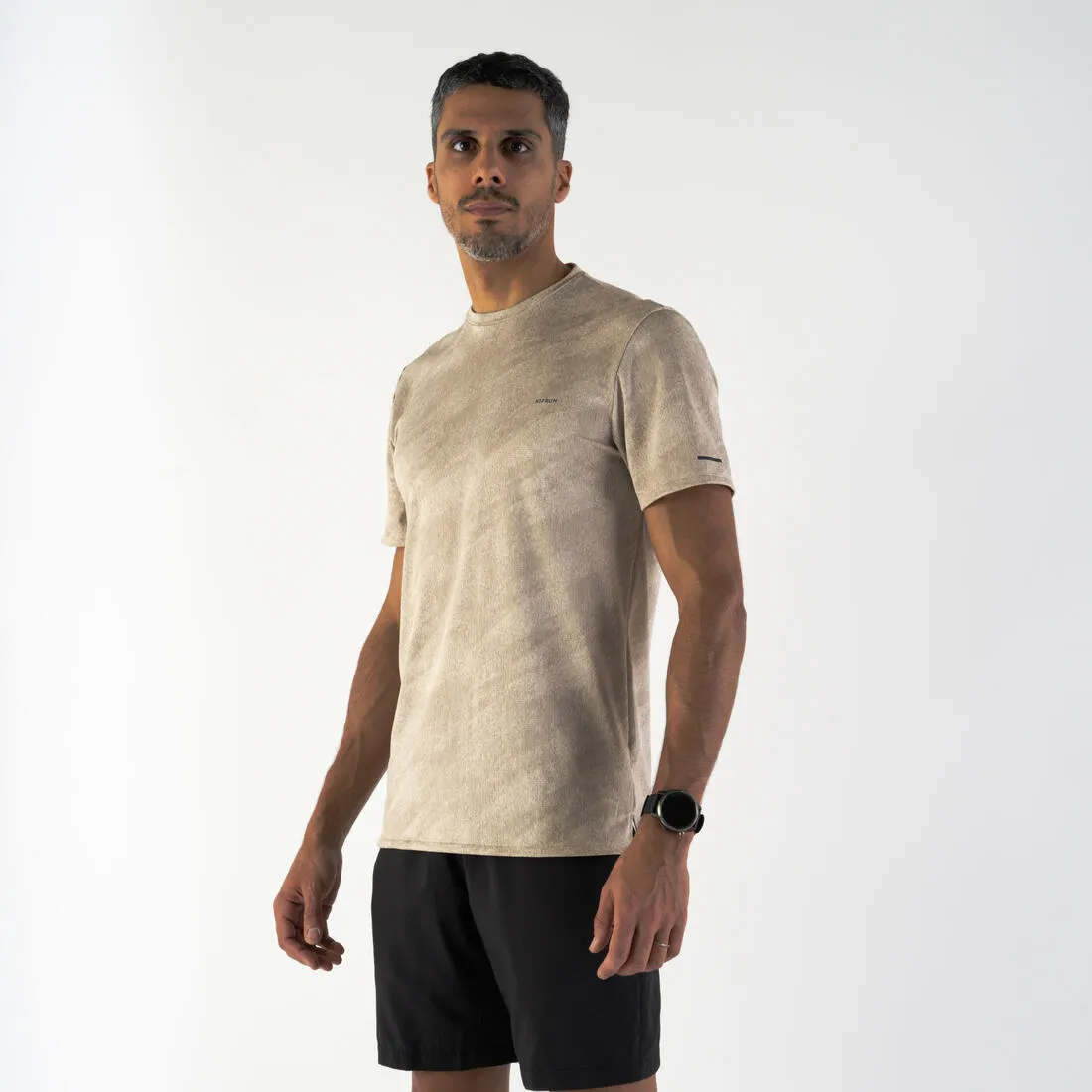 Kiprun Run 500 men's breathable running T-shirt - beige