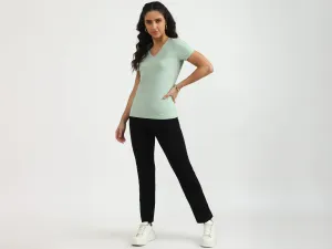 Ladies Round Neck Solid T-Shirt