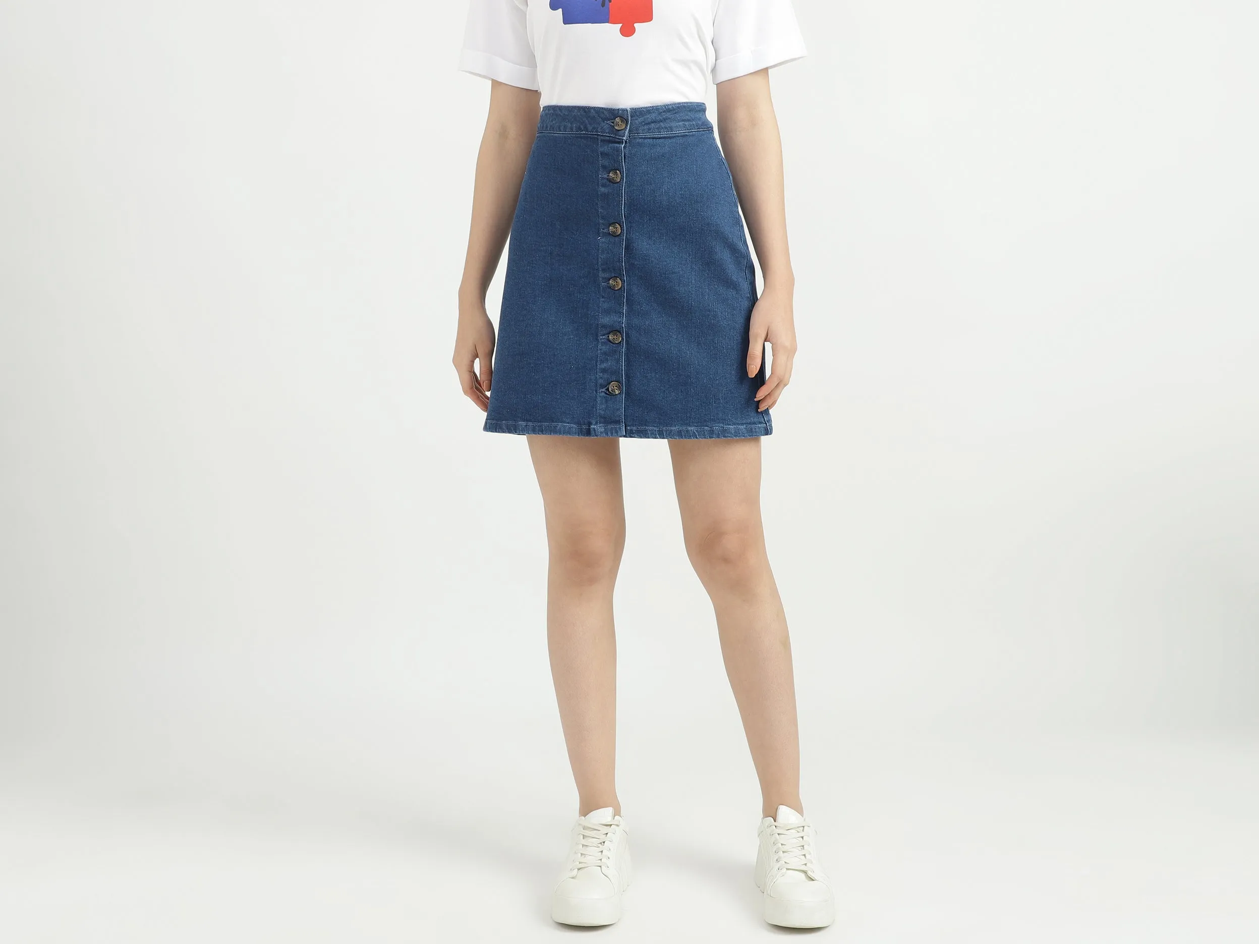Ladies Solid High Rise Skirt