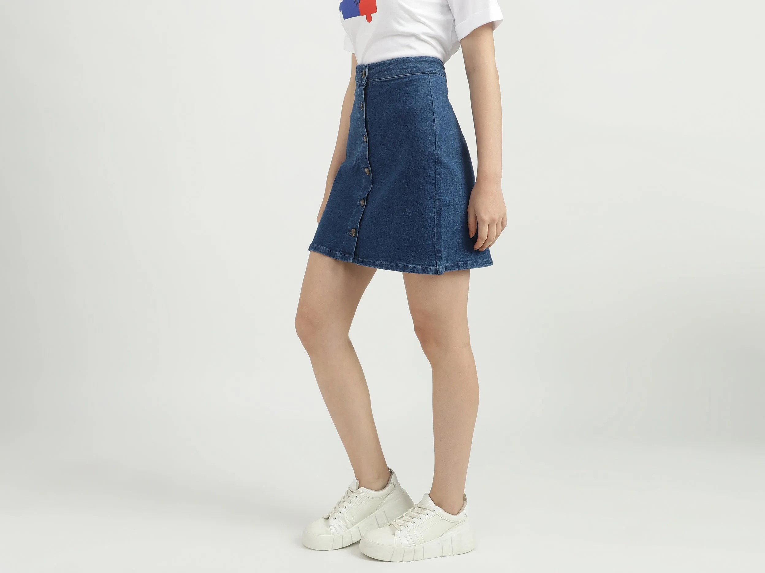 Ladies Solid High Rise Skirt