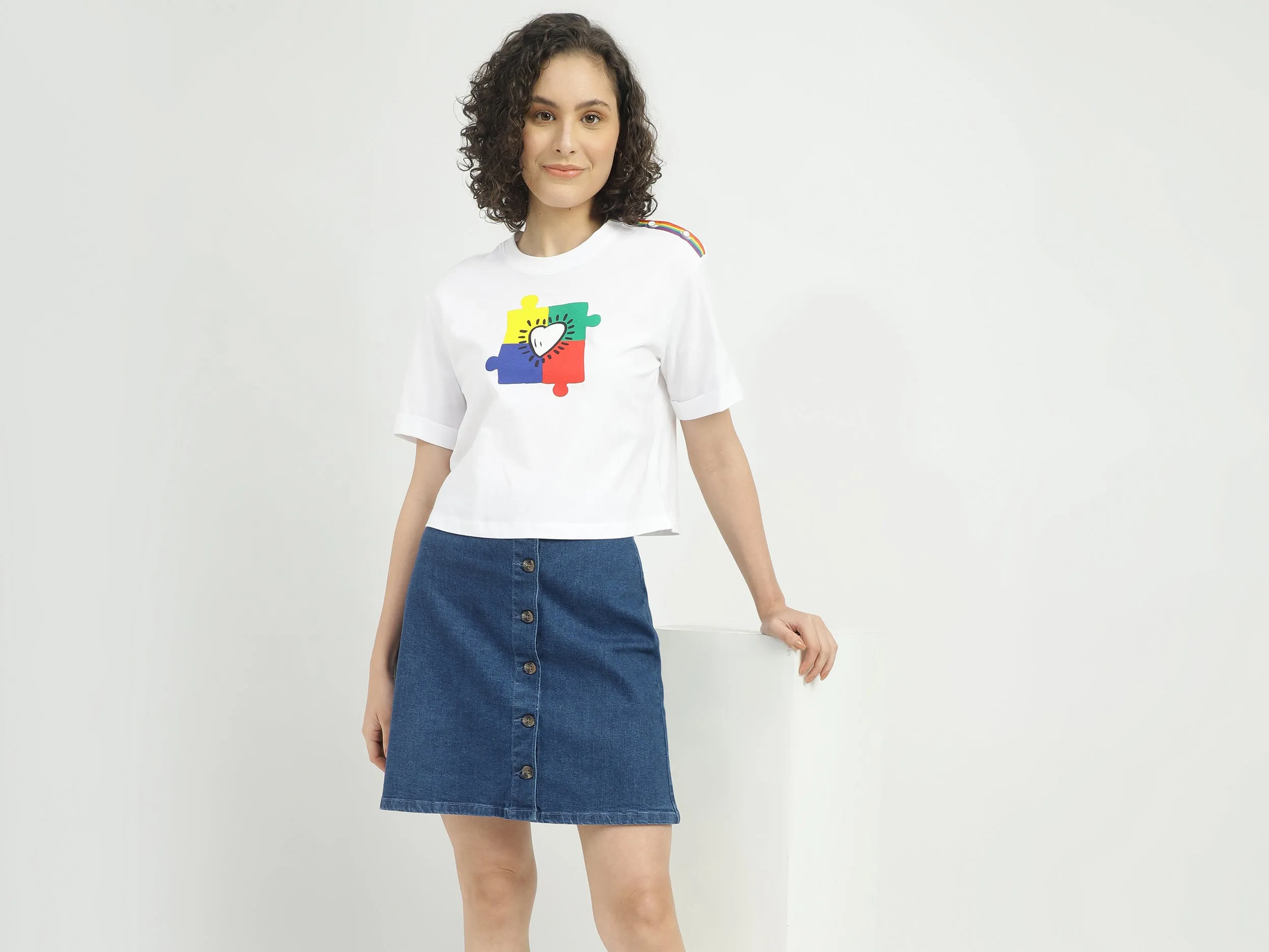Ladies Solid High Rise Skirt