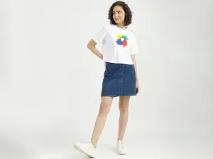 Ladies Solid High Rise Skirt