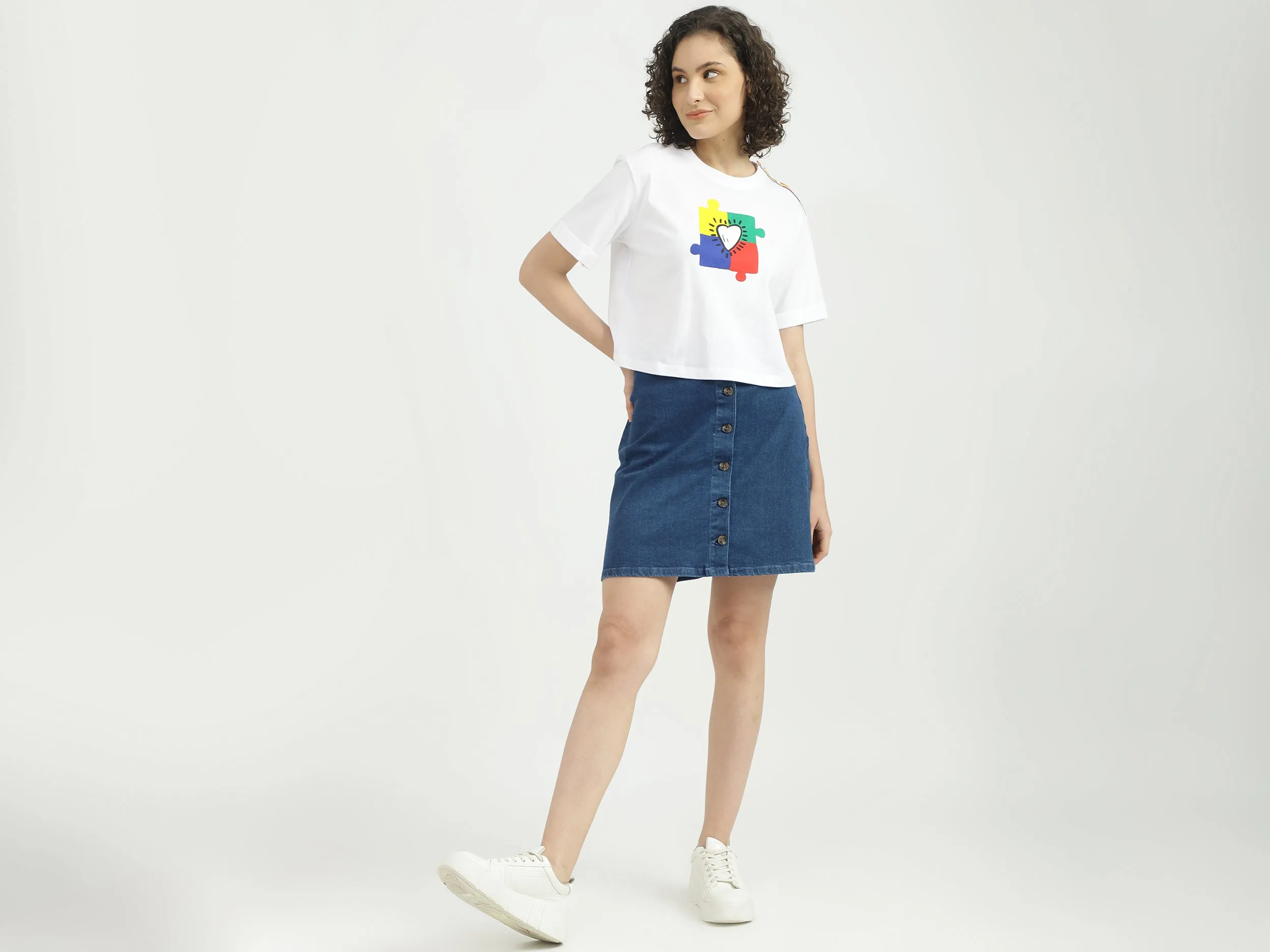 Ladies Solid High Rise Skirt