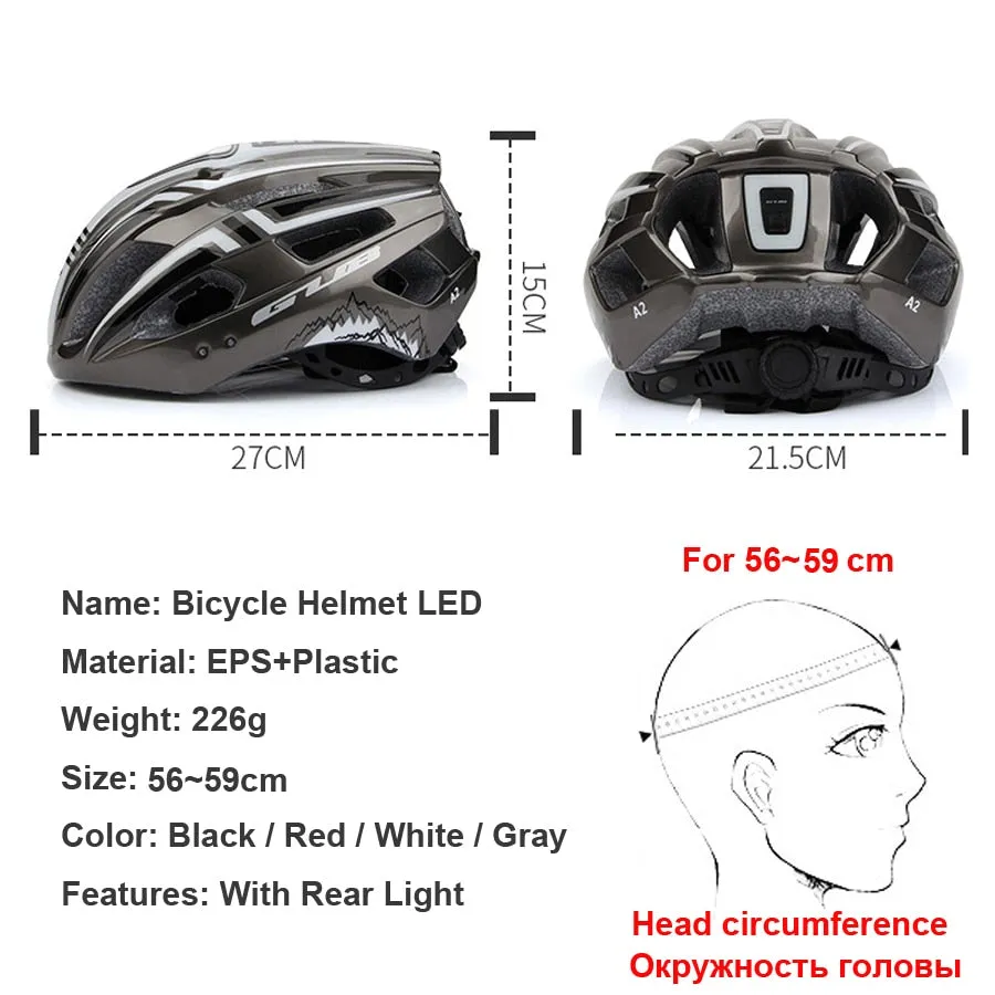 LED Light Rechargeable Cycling Mountain Road Bike Helmet