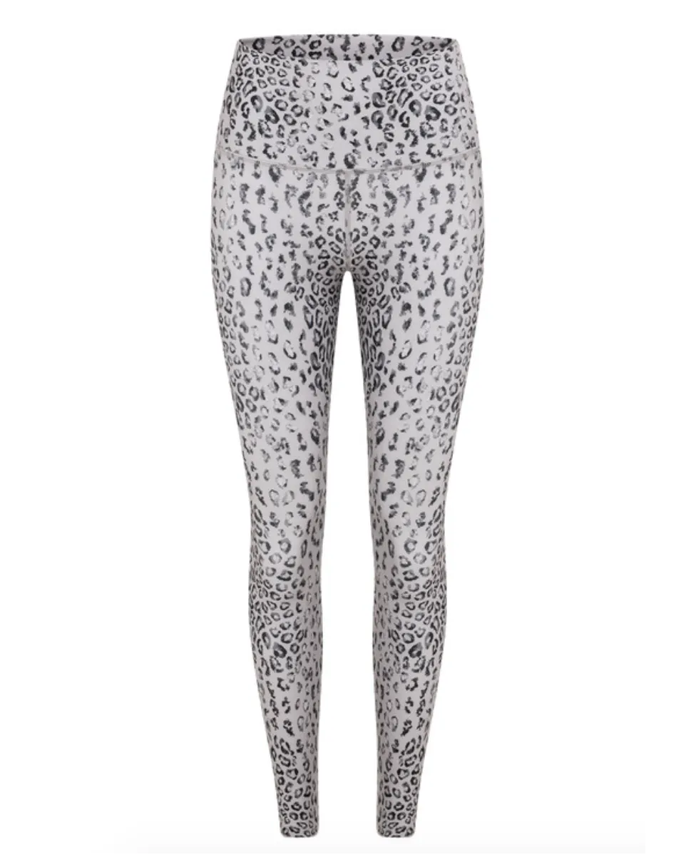 Lorna Jane  Wild Leopard Hi-Fold Ankle Biter Legging - Grey Scale Leopard Print