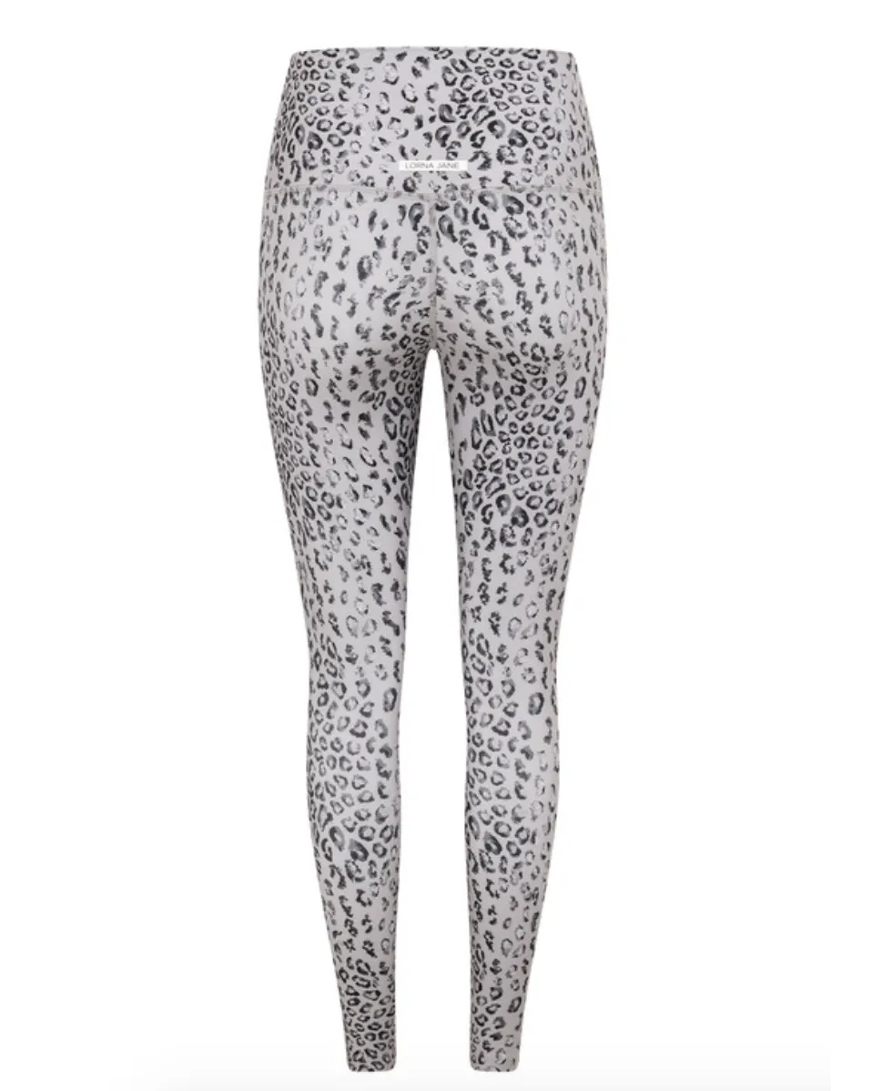 Lorna Jane  Wild Leopard Hi-Fold Ankle Biter Legging - Grey Scale Leopard Print
