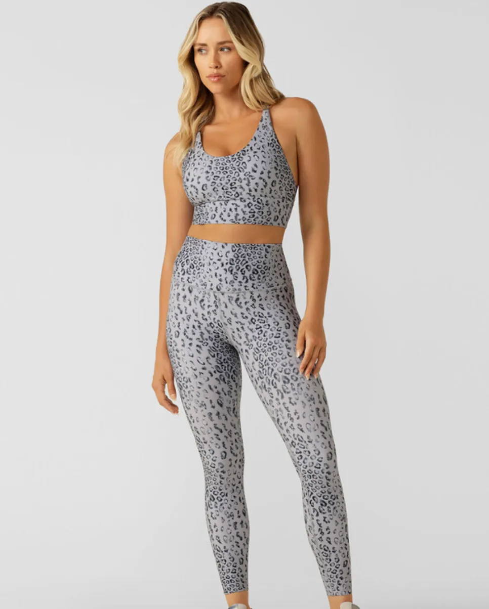 Lorna Jane  Wild Leopard Hi-Fold Ankle Biter Legging - Grey Scale Leopard Print