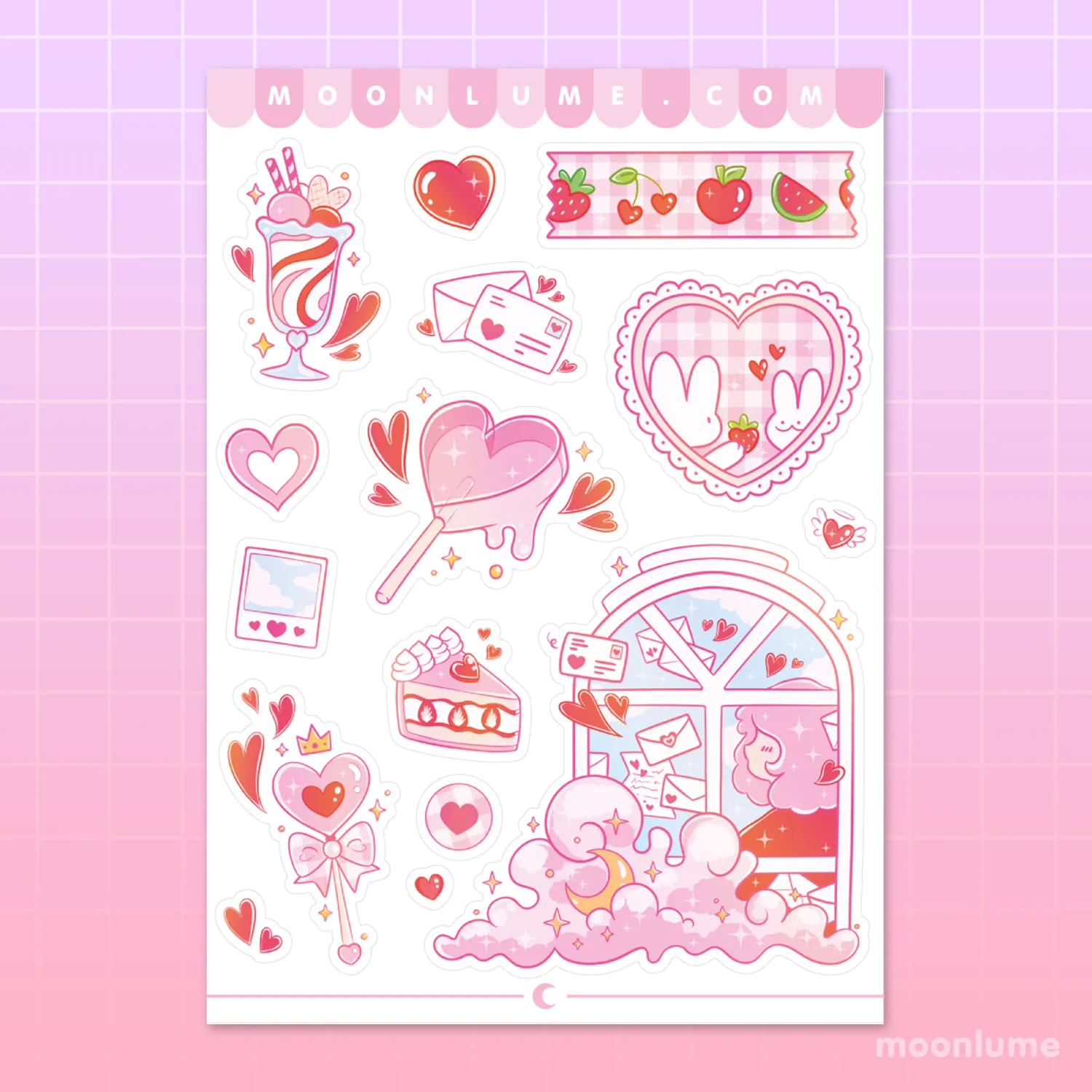 Lovecore & Hearts - matte vinyl sticker sheet