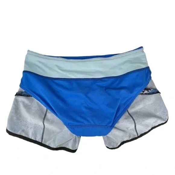 Lululemon Speed Shorts Mini Ziggy Snake Print Running Blue Black Gray Size 4 EUC
