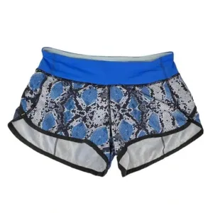 Lululemon Speed Shorts Mini Ziggy Snake Print Running Blue Black Gray Size 4 EUC