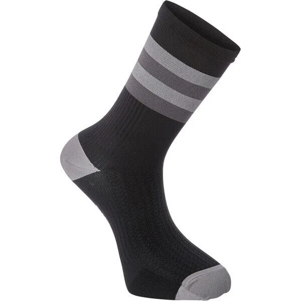 Madison RoadRace Premio Extra Long Socks- Hoops Black/Cloud Grey - Small (36-39)