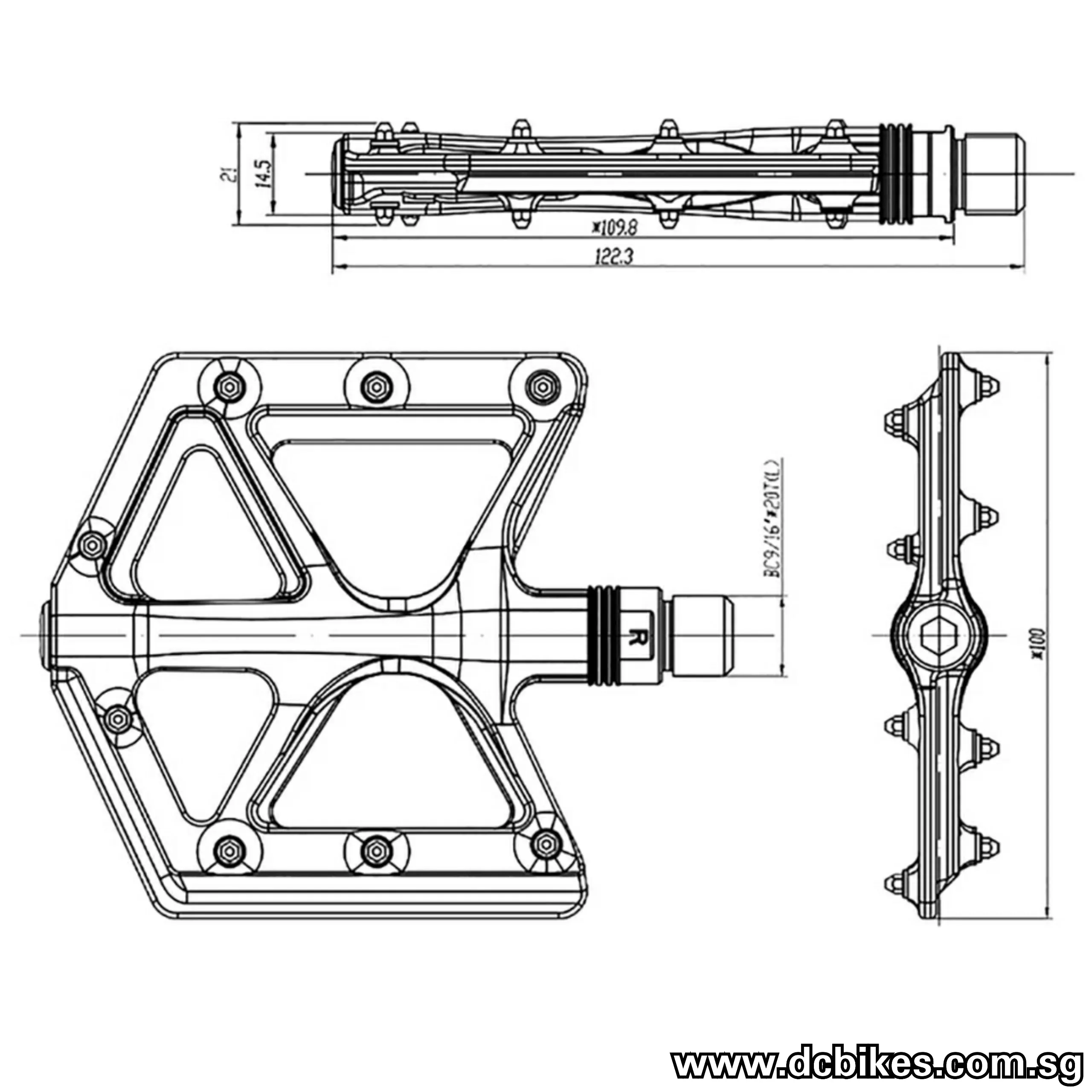 Matt Black Carbon Fiber Composite Ultralight MTB Flat Pedals 235g