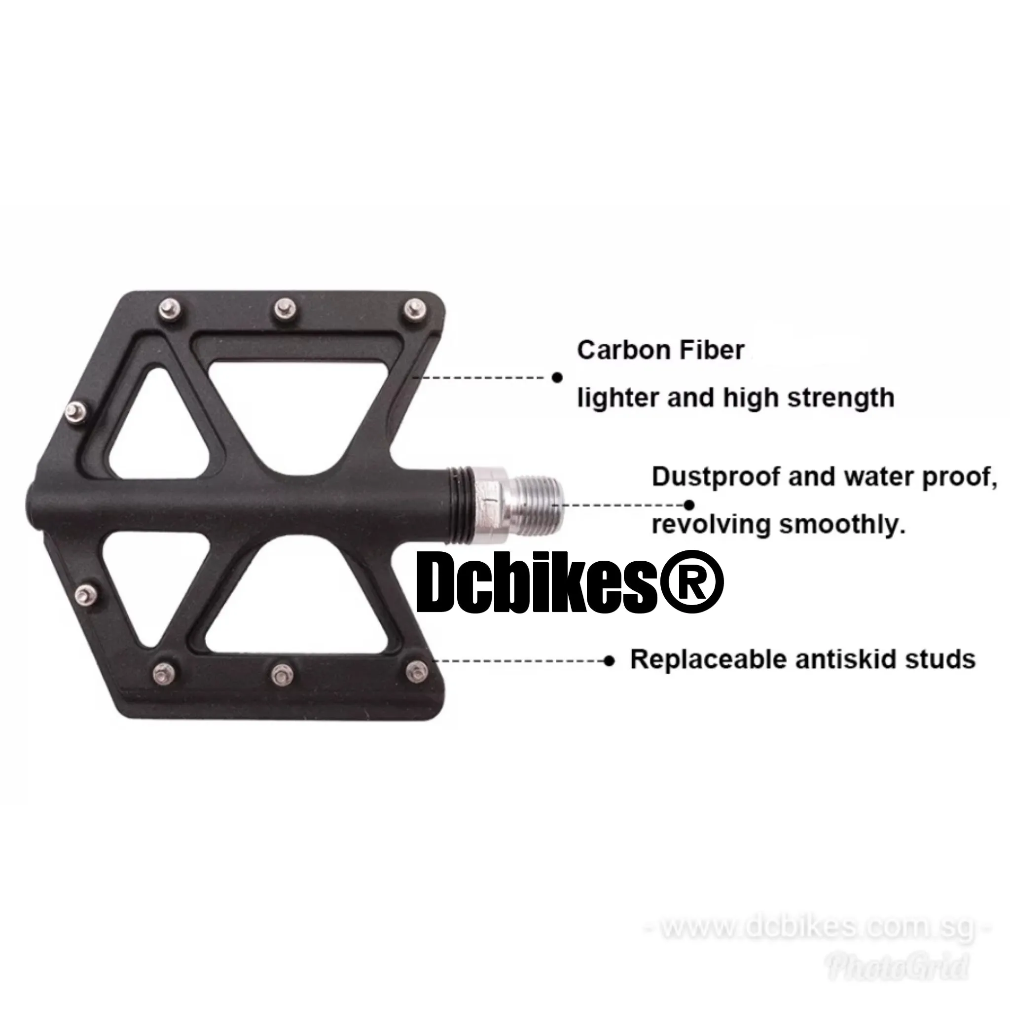 Matt Black Carbon Fiber Composite Ultralight MTB Flat Pedals 235g