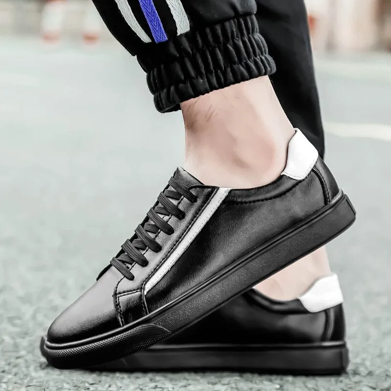 Men Spring Autumn genuine Leather Lace-up Flat Shoes fashion Waterproof outdoor Casual Men Shoes Lace-Up Comfortable Shoes men