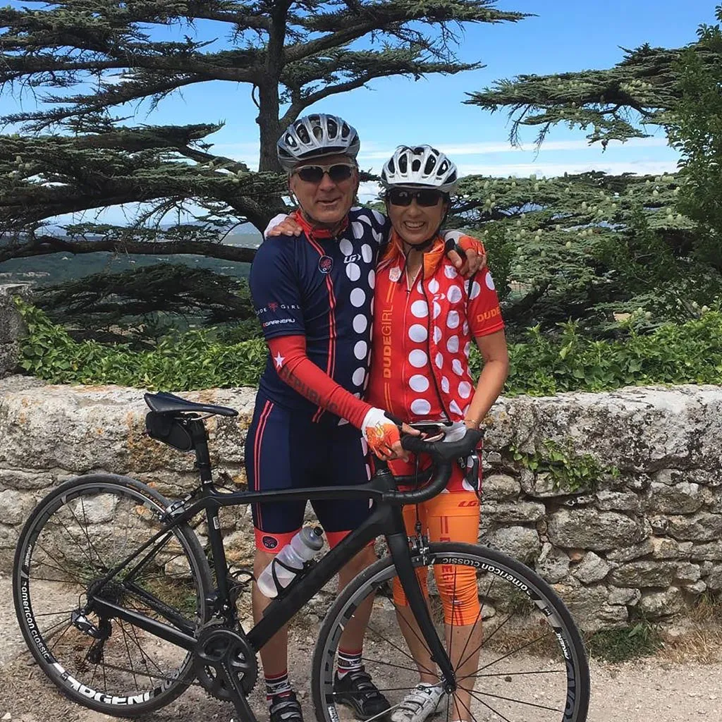 Men's Dots Cycling Bib - Navy/Melon