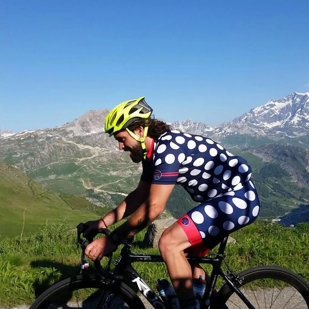 Men's Dots Cycling Bib - Navy/Melon
