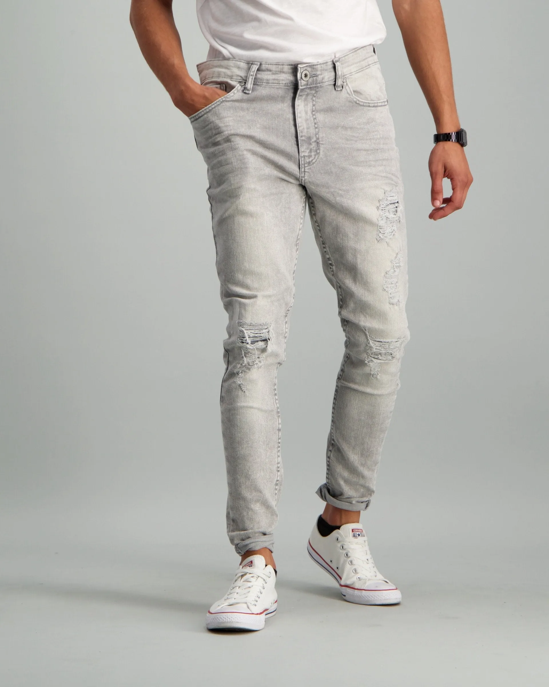 Men's Grey Super Skinny Denim Jean