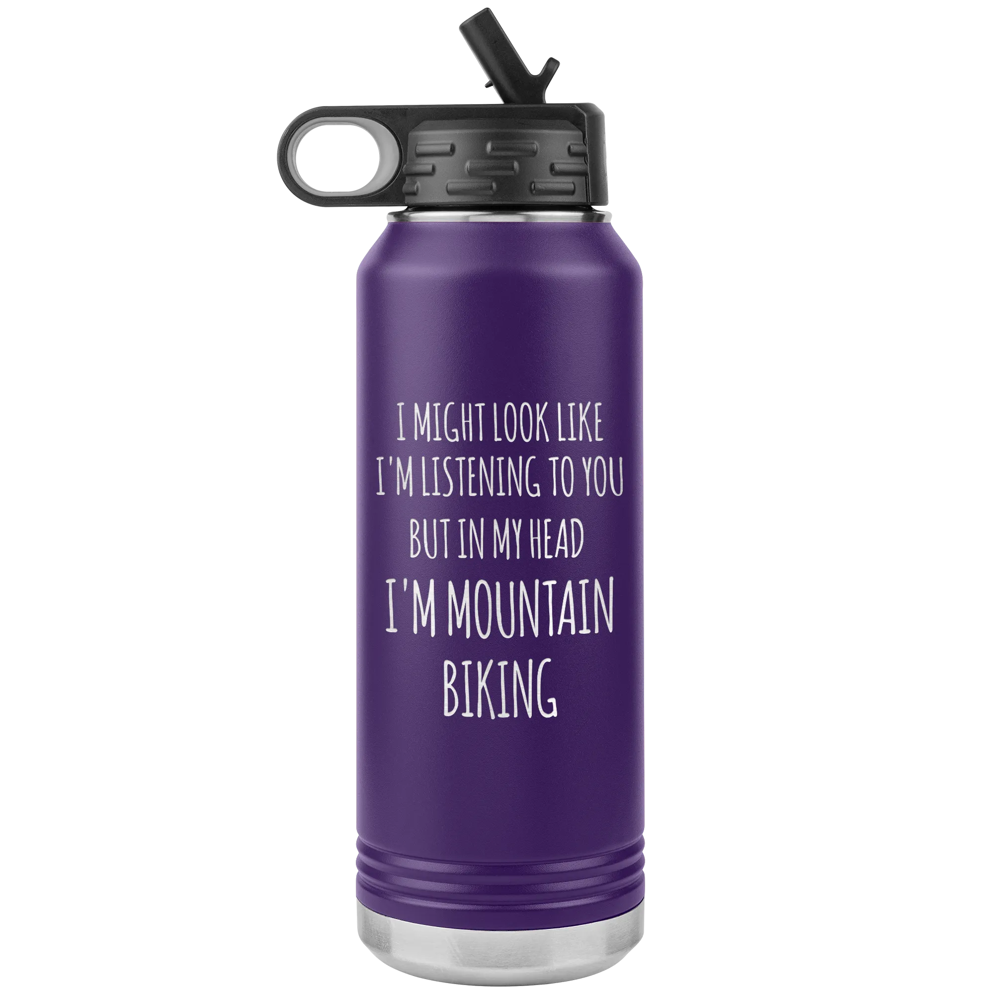 Mountain Biker Gift In My Head I'm Mountain Biking Insulated Water Bottle Tumbler