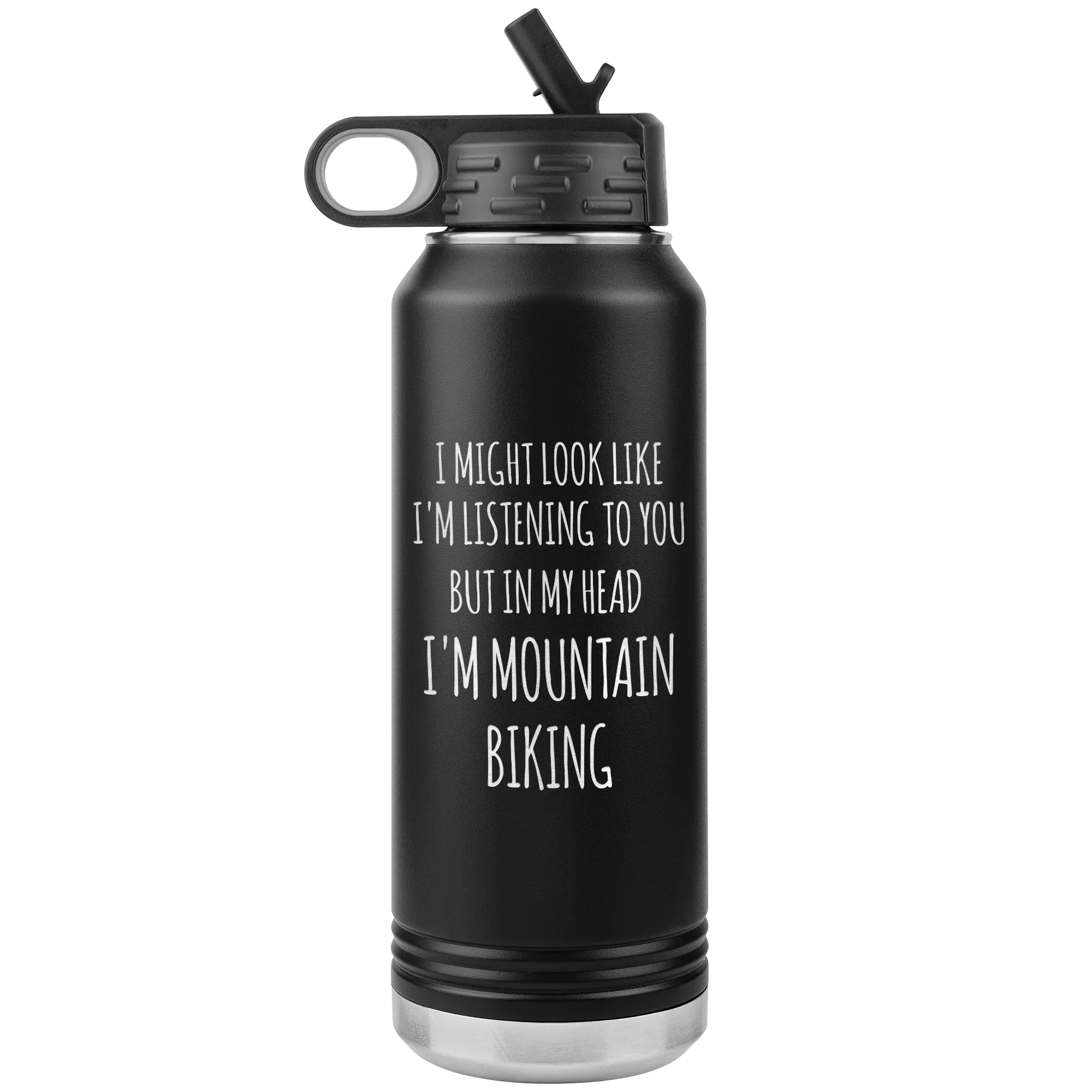 Mountain Biker Gift In My Head I'm Mountain Biking Insulated Water Bottle Tumbler