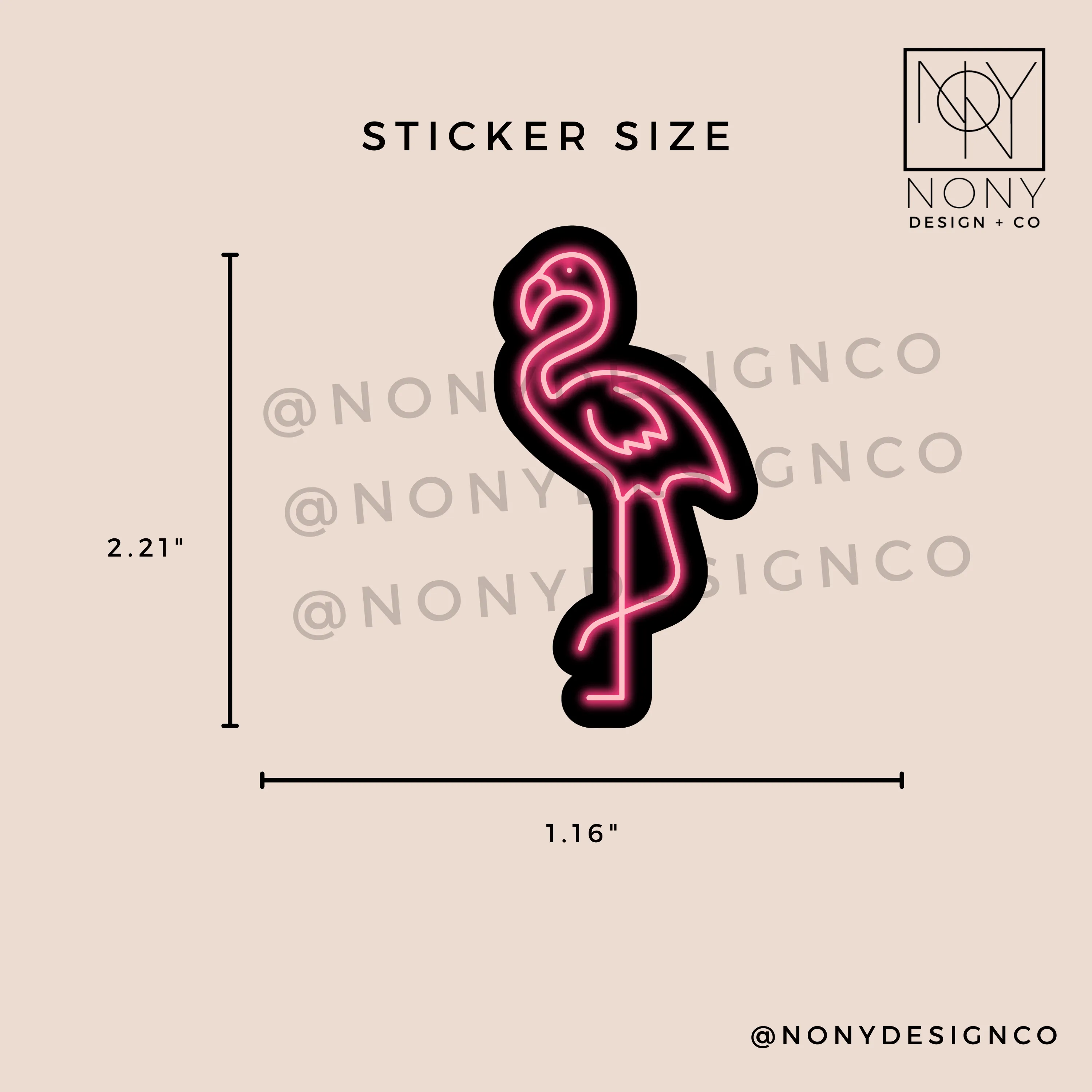 Neon Flamingo Die Cut Sticker