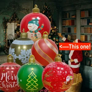 New 24 Inch Outdoor Christmas Inflatable Decorated Ball PVC Giant Big Large Balls Xmas Tree Decoration Toy Ball Without Light